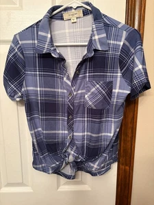Camicia donna blu con nodo placido bottoni davanti senza commento taglia L - Foto 1 di 2