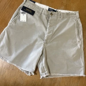 Polo Ralph Lauren Herrenshorts 32 roher Saum klassische Chino flache Vorderseite Freizeit neu mit Etikett - Bild 1 von 13