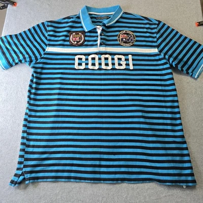 Polo Coogi Para Hombres 4XL Azul Negro Rayas Equipo Australia Rugby Logo Parche Foto 1 de 4