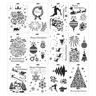 12 Pezzi Modello PET Scavato Design Classico Tema Natale per Artigianato Fai da Te - Immagine 1 di 4