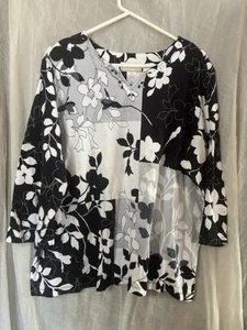 Alfred Dunner 2x Black/grey/white Floral Small Rhinestones - Picture 1 of 2