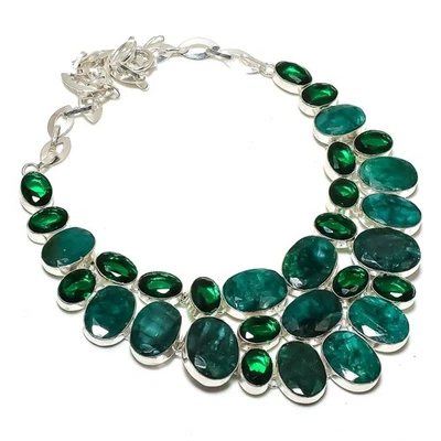 Smaragd (simuliert) Chromdiopsid Edelstein Halskette einzigartiger Schmuck 18... - Bild 1 von 4