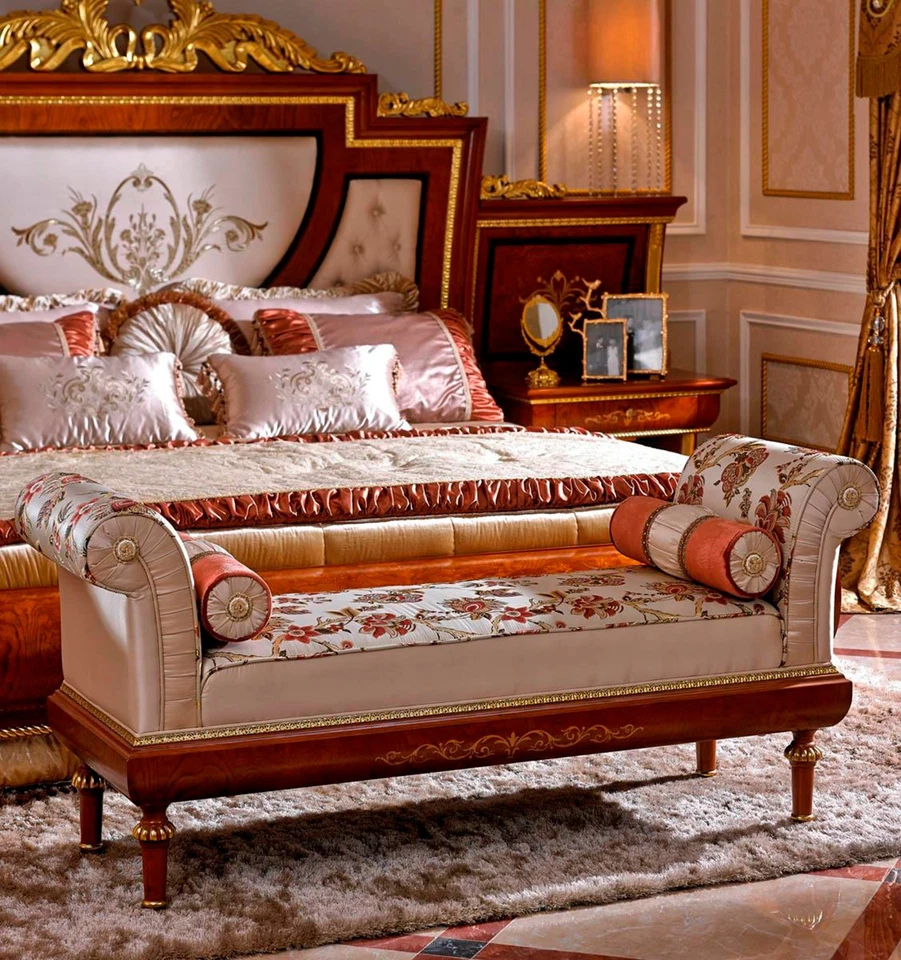 🌟 Banco de dormitorio floral de lujo - Base de nogal tallada a mano - NUEVO 🌟 Foto 1 de 1