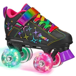 Roller Derby Sparkles Lighted Wheel Roller Skates Black/Rainbow size 5 - Picture 1 of 5