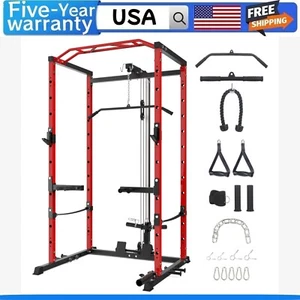 🔥Power Cage with LAT Pulldown Multi-Functional Power Rack W/Cable Pulley System - Picture 1 of 10