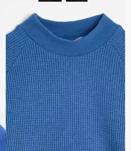 MADEWELL Waffel-Strick Langarm Rundhalsausschnitt TEE TOP GRÖSSE MEDIUM BLAU Neu mit Etikett - Bild 1 von 3