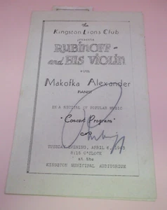 David Rubinoff and His Violin Signed Concert Program, 1943, Kingston, NY - Picture 1 of 3