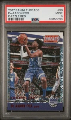 2017 Panini Threads De’Aaron Fox #90 Dazzle Red #/99 Spurs Rookie RC PSA 9 Mint - Image 1 of 2