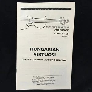 HUNGARIAN VIRTUOSI, Szenthelyi violin - Concert Program, Nov 2008 - Richmond VA - Picture 1 of 2