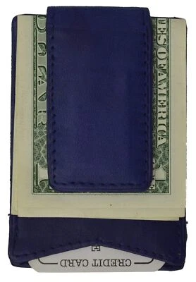 Genuine Leather Mens ID Card Holder Magnetic Money Clip - Image 1 of 4