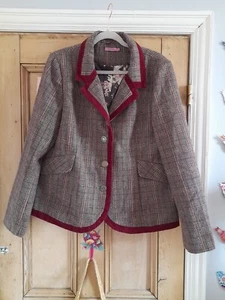 JOE BROWNS WOMEN'S JACKET. BROWN WOOL MIX TWEED. COUNTRY STYLE. SIZE 16/18. - Picture 1 of 9