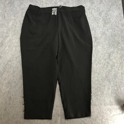Pantalones Jessica London para mujer talla 26W negros elásticos al tobillo con detalles de botones dorados Foto 1 de 4