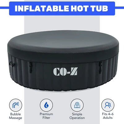 Bañera de hidromasaje inflable para 6 personas con 130 chorros 7 pies bañera interior exterior piscina negra Foto 1 de 4
