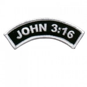 JOHN 3:16 ROCKER EMBROIDERED PATCH CHRISTIAN RELIGIOUS BIBLE VERSE JESUS - Picture 1 of 1