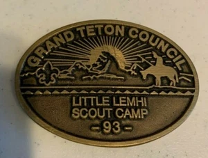 Hebilla de cinturón vintage Boy Scout 1993 BSA gran consejo de tetón pequeño Lemhi latón - Imagen 1 de 1