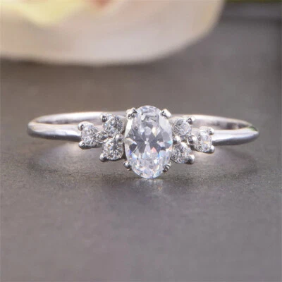 Elegantes anillos enchapados en plata 925 para mujer con circonita cúbica joyería talla 6-10 Foto 1 de 4