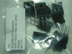 10x BU2508 AW Transistor NPN 1500V 700V 8A 125W Philips #21-7C#209a - Picture 1 of 4