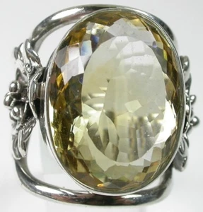Inusual Enorme Anillo de Cóctel Citrino con Flores Declaración Esterlina talla 9.75 - Imagen 1 de 2