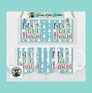 Ceramic Coffee Mug Let's Get Frosted Snowman Merry Christmas 15oz Sublimated - Picture 1 of 4