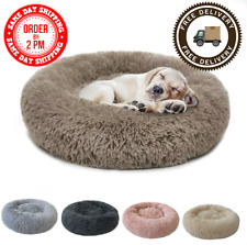 Donut Plush Dog Cat Pet Bed Fluffy Soft Warm Calming Bed Sleeping Kennel Nest