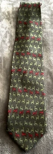Vintage THE NATURE CONSERVANCY Marsh Deer Silk Tie Red & Green - Picture 1 of 5