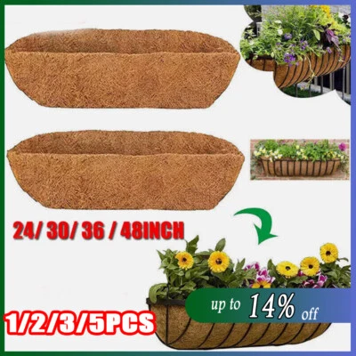 1-5Pcs Trough Coco Liner Planting Flower Wall Hanging Basket Planter Window Box - Image 1 of 4