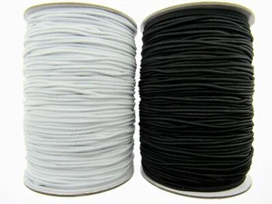 Thin Round Elastic - Best Quality and UK Made - 1mm/2mm/3mm in Black & White - Picture 1 of 11
