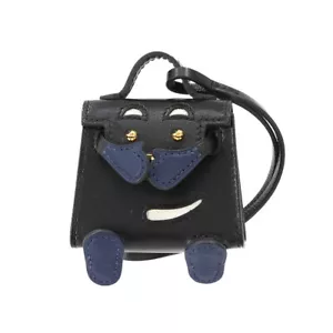Bolso Muñeca HERMES Bijoux de SAC Kelly Dije Tadelakt Negro Azul Zafiro 90268570 - Imagen 1 de 7