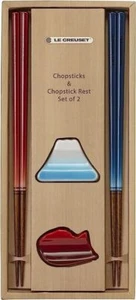 Le Creuset Meal 2 Good Set Chopstick Stick Cherry Red Marine Blue Japan New FS - Picture 1 of 1