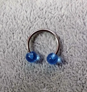 PIERCING SET 3 CIRCULAR BARBELL 1,2 MM CELESTE FLUORESCENT 316L SURGICALSTELL - Picture 1 of 1