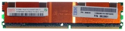 HYNIX / IBM  512MB 1Rx8 PC2-5300F-555-11 MEMORY - HYMP564F72CP8D2-Y5- 39M5781 - Image 1 of 2