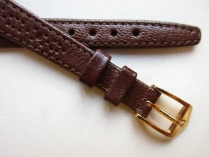 Hirsch "Scotch" open end 10 MM brown leather watch band strap - Picture 1 of 5