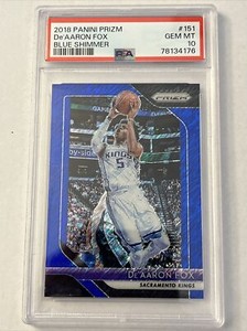 2018-19 Panini Blue Shimmer Prizm #151 De'Aaron Fox Kings 6/7 PSA 10 Kings