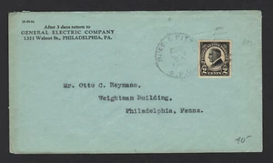US 611 2c Harding Imperf General Electric GE Buff & Pitts RPO Railroad Cover - Picture 1 of 2