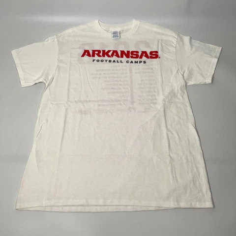 Arkansas Razorbacks Mens T Shirt Large White NCAA Football Camp 2016 Back Decal Cover