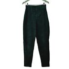 Vtg 90's Liz Claiborne Liz & Co SUPER HIGH Green Corduroy Stretch Skinny Pant, S