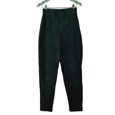 Vtg 90's Liz Claiborne Liz & Co SUPER HIGH Green Corduroy Stretch Skinny Pant, S - Image 1 of 4