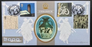 GB QEII Benham 2000 Art & Craft Set sulla copertina del primo giorno, Stoke-on-Trent S/H/S - Foto 1 di 2