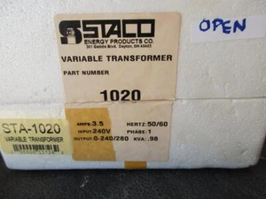 Transformador Variable 1020 STACO Entrada Monofásica 240V Salida 3.5 Amp Caja Abierta - Imagen 1 de 1