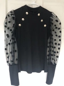 Holiday/Party blouse/ top black sheer sleeves small NWT - Picture 1 of 7