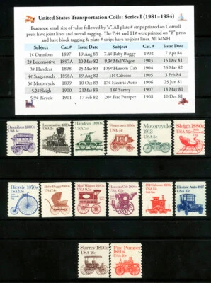 US Transportation Coils Series I Set of 14 1981/1984 Scott #1897/1908 MNH US56 - Image 1 of 2