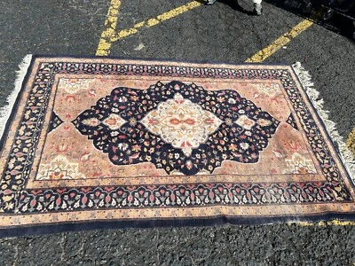 Vintage Moroccan Wool Handmade  Living Room Area Rug 76 x 50 inches, blue tones - Image 1 of 4