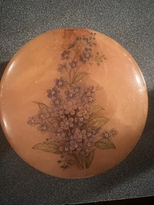 Vintage Alabaster Trinket Box Hand Carved Made in Italy Hinged Floral Design - Picture 1 of 9