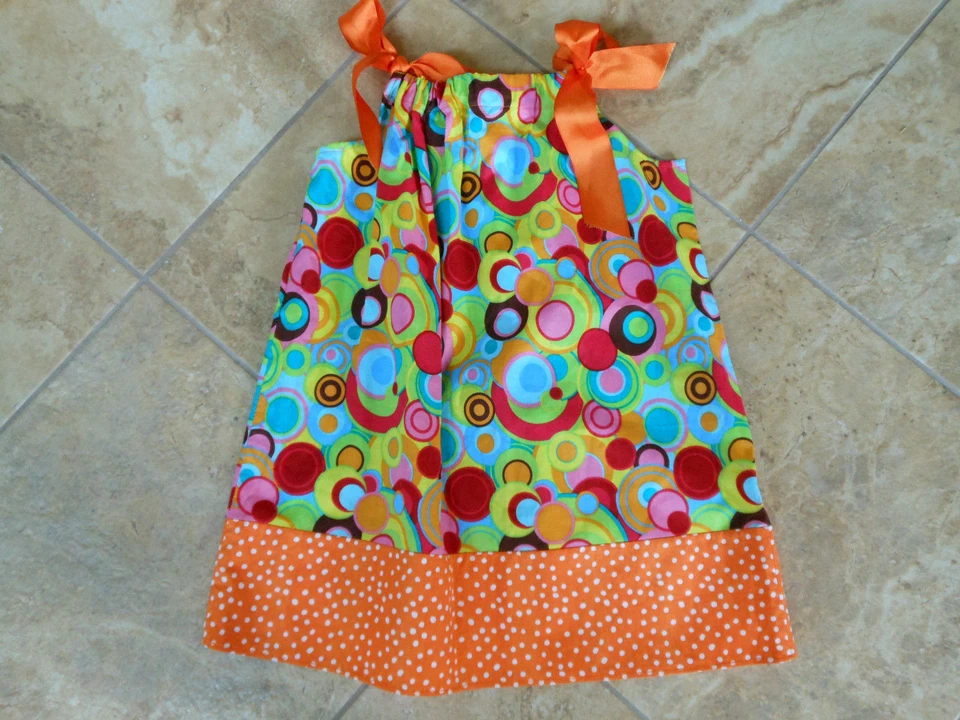 Girl's Orange Groovey Sack Dress Handmade Size 5/6 - Image 1 of 1
