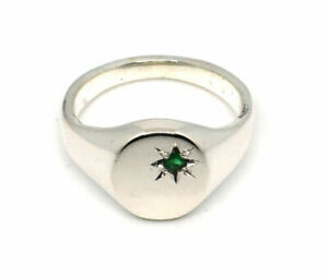 Gents Emerald Signet Ring Solid Sterling Silver Size U Full Hallmark RRP £199