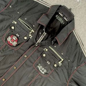 COOGI Australia Shirt Mens 5XL Black Button Short Sleeve Logo Embroidered Y2K - Picture 1 of 7