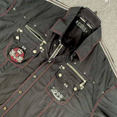 COOGI Australia Shirt Mens 5XL Black Button Short Sleeve Logo Embroidered Y2K - Image 1 of 4