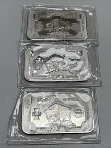 Lot of (3) Vintage American Buffalo $1 Bill Note 1 oz 999 Silver Bullion Barren - Bild 1 von 4