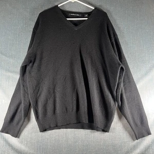 Northern Isles Sweater Mens Large Black 100% Cashmere V Neck Pullover Classic - Picture 1 of 11