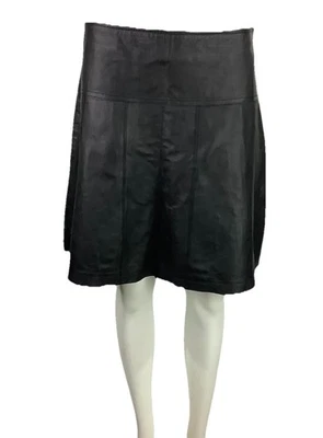 NUEVO SIN ETIQUETAS Boston Propia Talla 10 100% Cuero Línea A Motocicleta Rock Club Falda Negra AX Foto 1 de 4